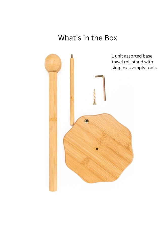 VIO Bamboo Paper Towel Holder Countertop Wooden Tissue Roll Stand Kitchen Paper Towel Roll Holder Rack for Kitchen Bathroom Dining Table Bedroom and Living Room Natural Bamboo Free Standing Paper Towel Dispenser with Anti Skid Base Assorted Round Square or Wavy Base 1 Pc Non Slip Organizer for Toilet Paper and Kitchen Rolls - Image 5